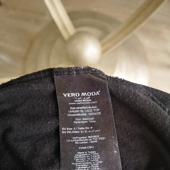Vero Moda Black Lace Neck Semi Sheer Blouse - Picture 4 of 4